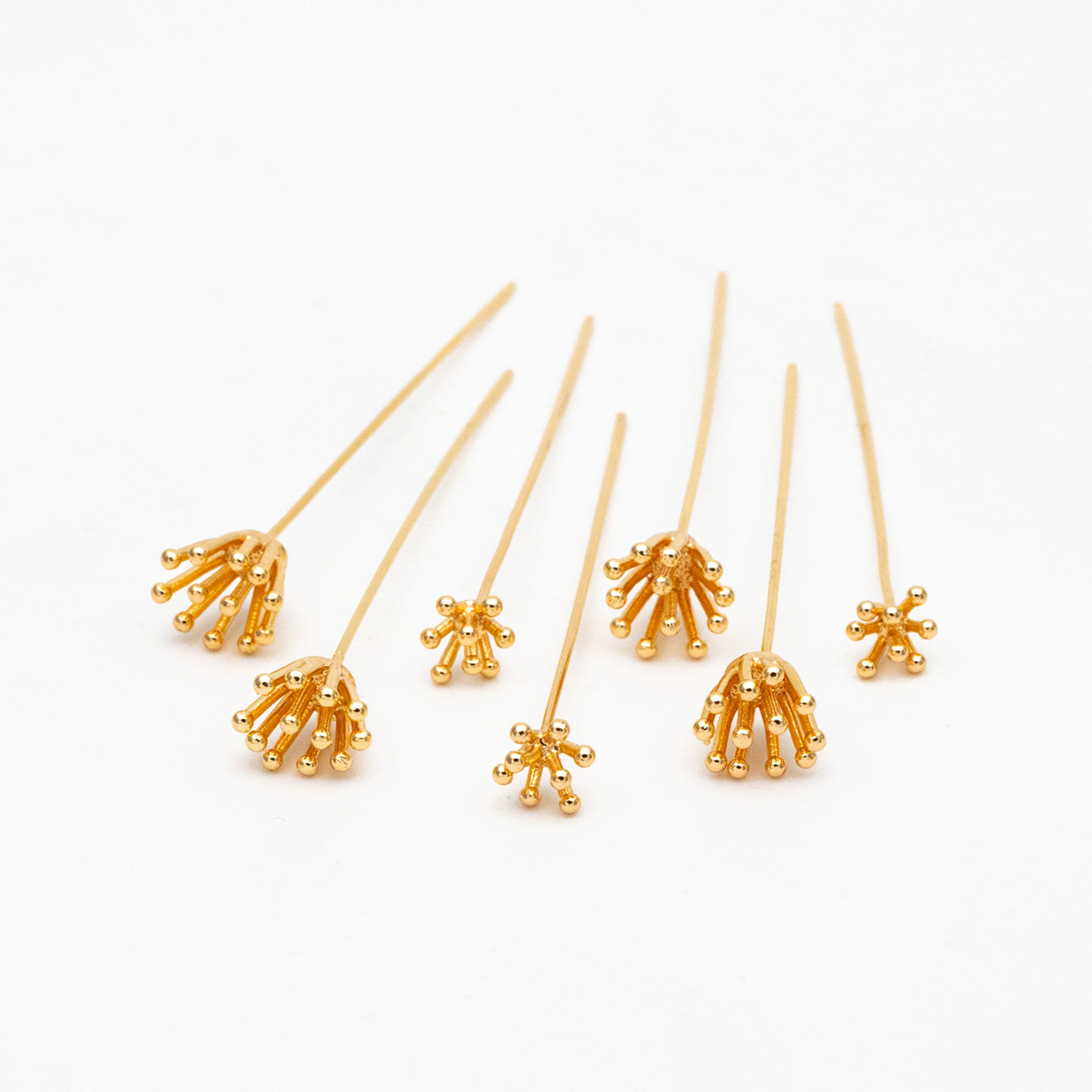 10pcs Gold Flower Head Pins , Gold plated Brass Headpins (GB-4035)